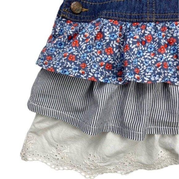 OshKosh B'gosh Floral Tiered Denim Jumper Dress size 18 Months - Picture 5 of 10